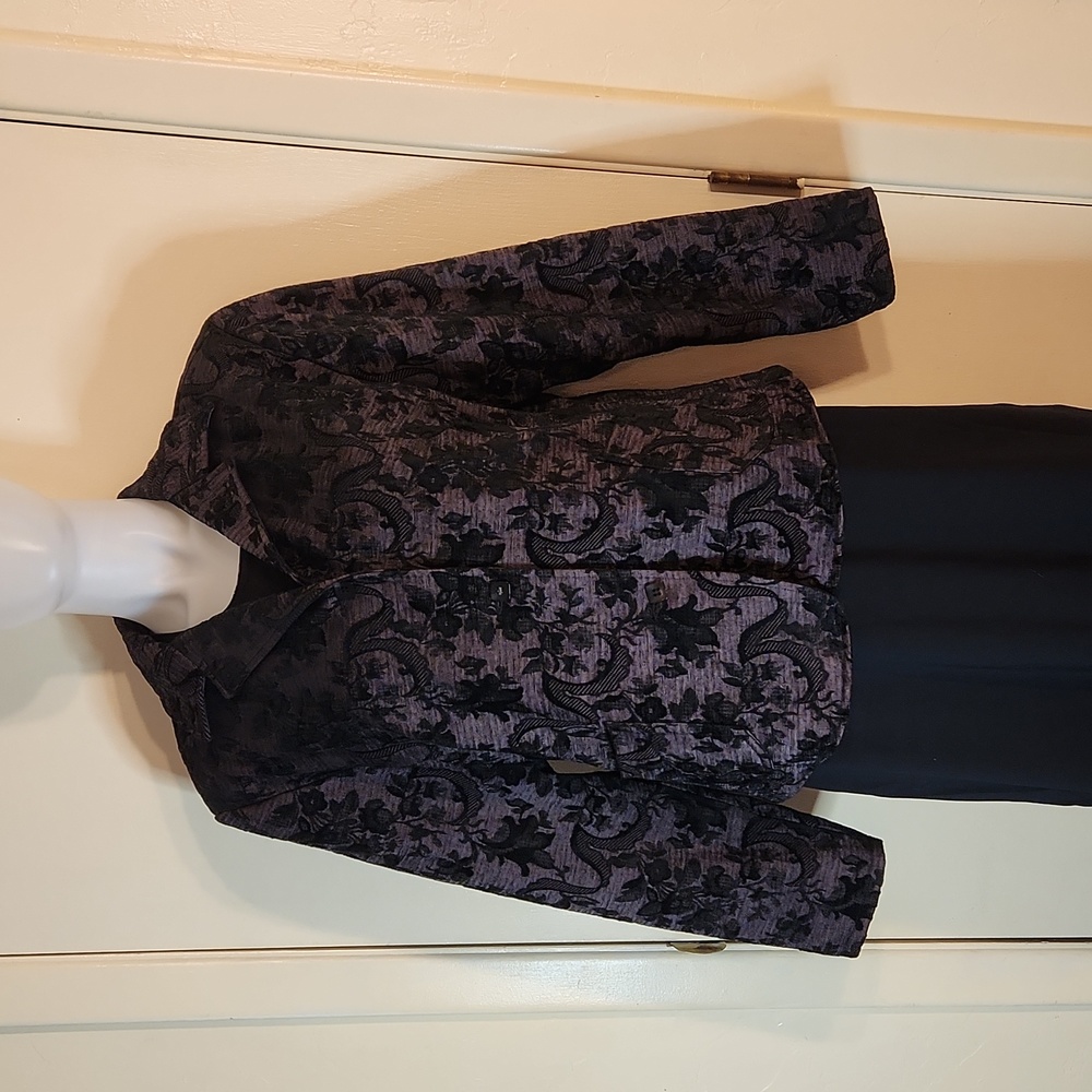 FDJ/ French Dressing Women's Long Sleeved Purple/Black Tapestry Blazer, Size L